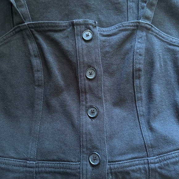 Aritzia Wilfred Free Shasta Button-front Mini Dress fitted bodice size‎ 4 black - Picture 6 of 6